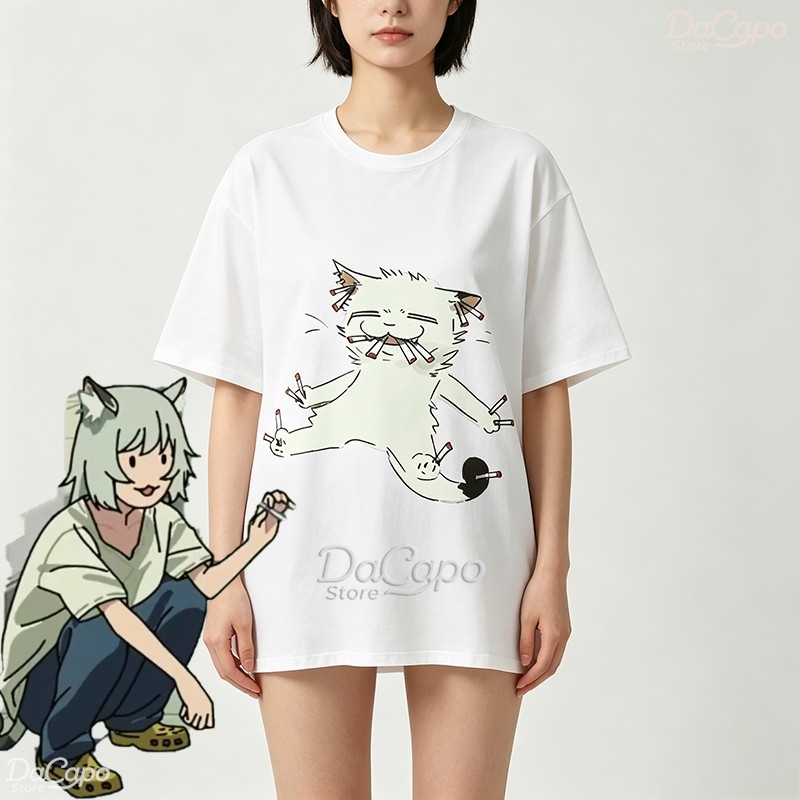 Anime Merchandise T Shirt - Футболка Chainsmoker Cat Yaniko Satou с